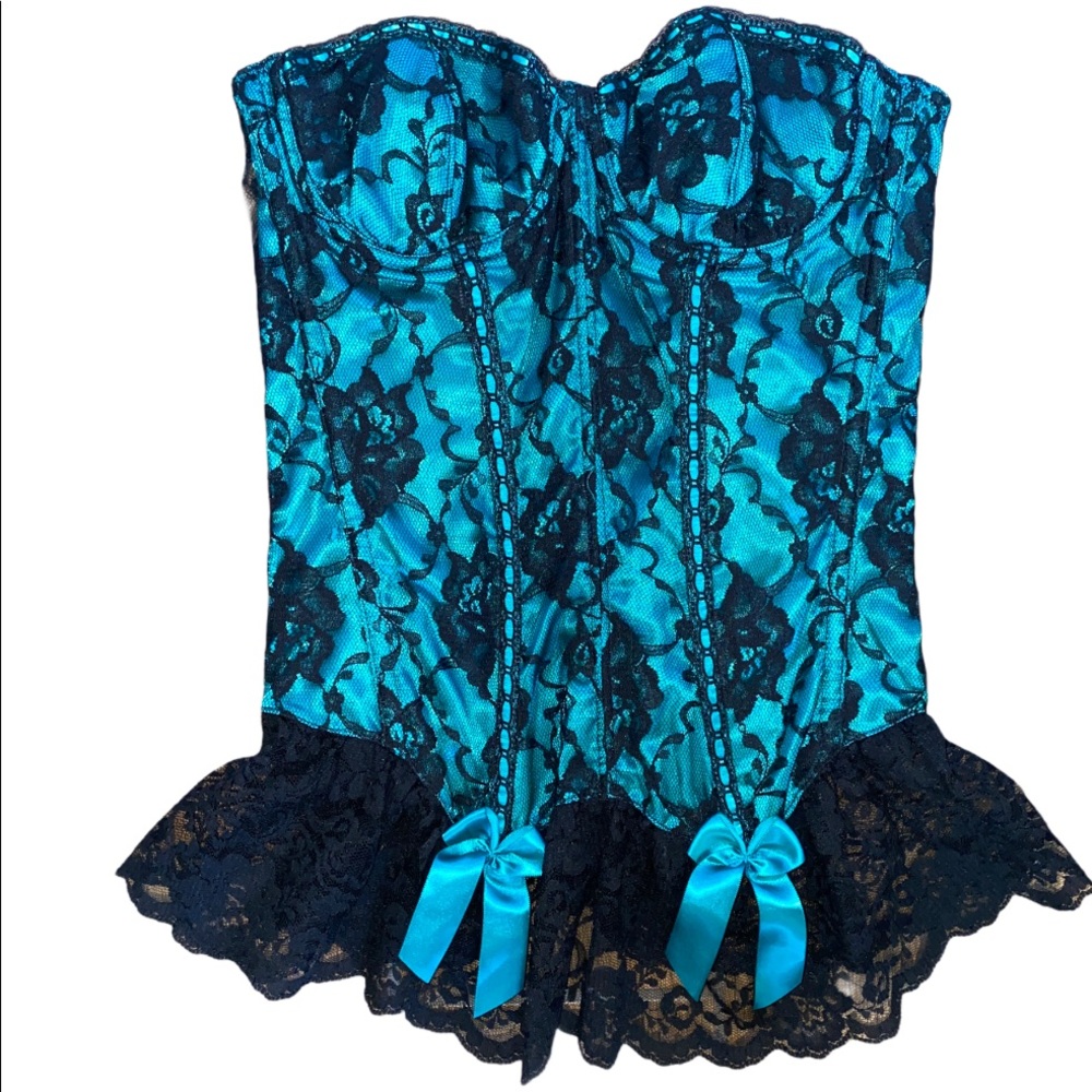 Fredricks Of Hollywood Corset. Size 34. Teal/Black